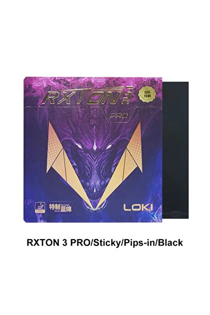 مطاط تنس الطاولة LOKI RXTON 3 PRO باللون الأسود 3 pro للمضارب اللاصقة والحبوب - معتمد من الاتحاد الدولي لتنس الطاولة
