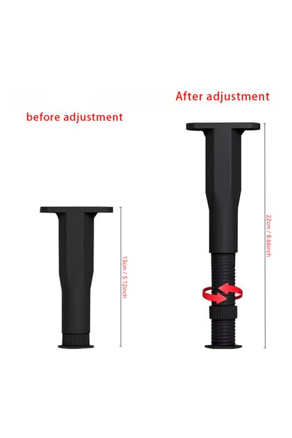 1pcs Black-13cm 1pc Furniture Support Legs, Extendable Height Adjustable Furniture Hardware Tripod,