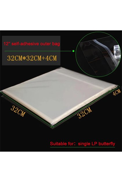 Self Adhesive 50PCS OPP Gel Recording Protective Sleeve for Turntable Player LP Vinyl Record Self Ad