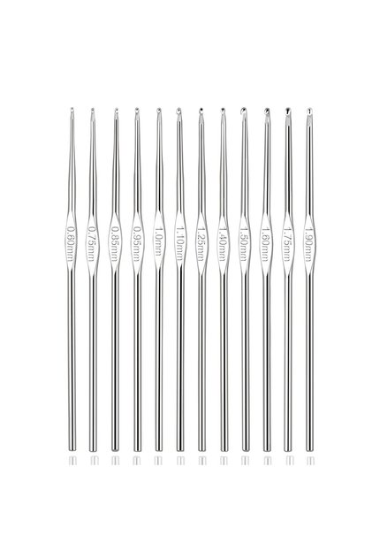 12pcs 12pcs 0.6-1.9mm Crochet Hooks Set Small Size Crochet Hook Stainless Steel Crochet Needles for