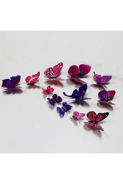 plum 12 Pcs 3d Butterflies Room Wall Art Home Diy Decoration Stickers
