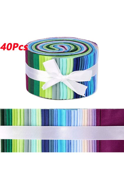 6.5 سم × 25 سم 40 قطعة - شرائح قماش قطني صلبة 40 قطعة للحياكة والتطريز والحرف اليدوية