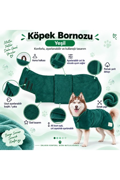 Dog Bathrobe Green M