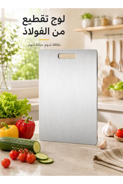 لوح تقطيع من الفولاذ المقاوم للصدأ مزدوج الجوانب مقاس 46×30 سم، لوح تقطيع محسن للمطبخ، آمن للغسل في غسالة الأطباق