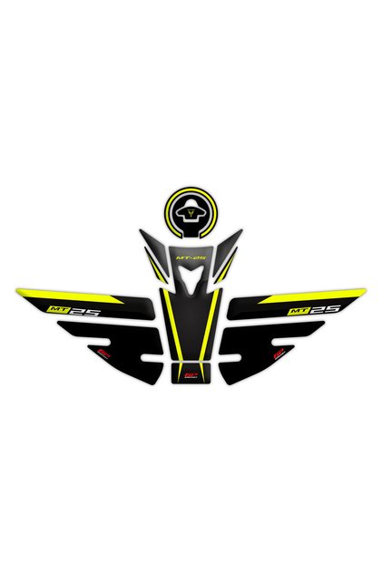 Yamaha MT-25 2015-2019 Uyumlu Tank Pad Seti Siyah-Sarı