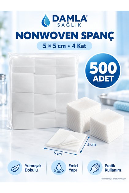500 Lü Spanç Nonwoven 5x5cm 4 Kat 500 Adet