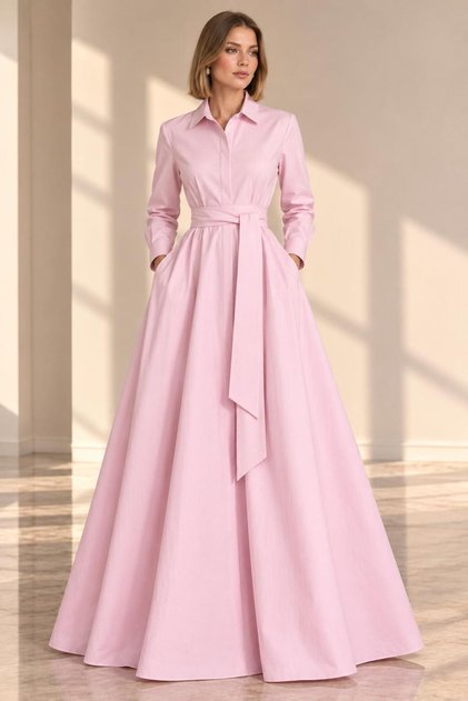 Maxi Boy Double-Breasted Stylish Invitation Dress with Closure Cou-36