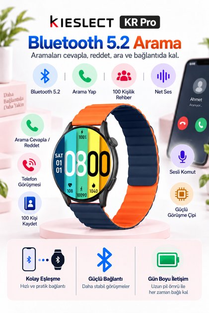 Kr Pro Amoled Ekranlı Arama Özellikli Akıllı Saat