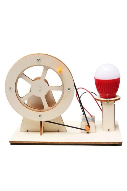 1pcs DIY Wooden Hand cranked Generator Children's Science Toy Fun STEM Puzzle Physics Experiment Set