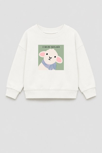 Unisex Kids 3 Thread Fabric Cotton Lamb Ear Printed Sweatshirt