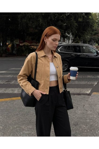 Crop ceket