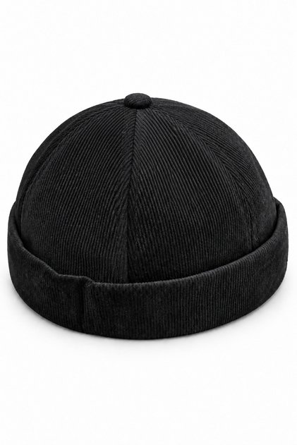 Unisex Thin Corduroy Docker Hat with Velcro Adjustable Brimless Beanie