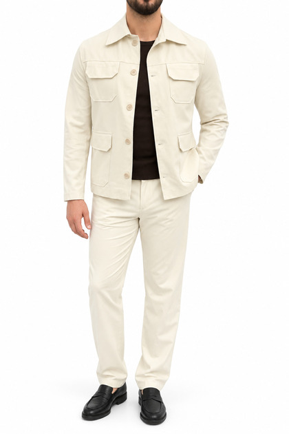 Button Closure Basic Regular Set Cream