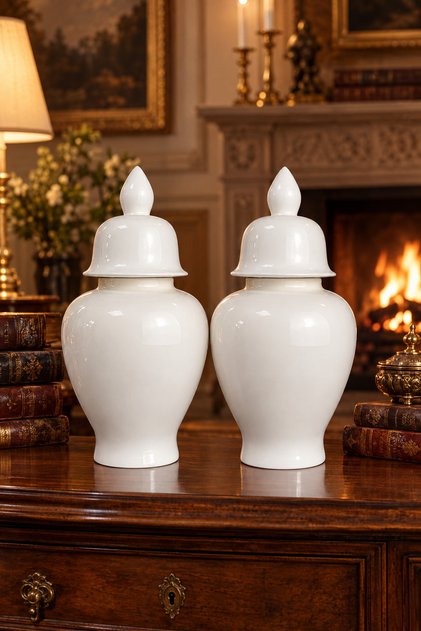 Lidded Porcelain Decorative Box Set (2-Piece), White, 15 cm, Square Jewelry Box, Gift Ornament