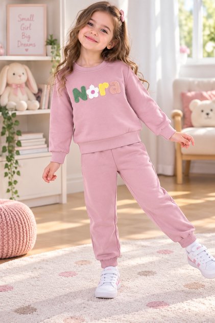 Girl's Nora Printed Sweatshirt Tracksuit Set