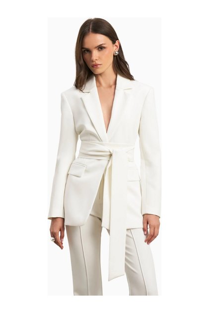 Classic Blazer With Belt Klasik Blazer Kadın Ceket