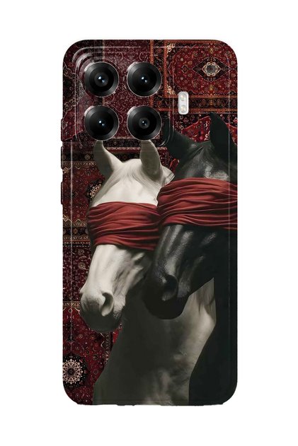 Xiaomi 17t Pro Compatible Transparent Phone Case with Carpet Background and Horse Artistic Pattern