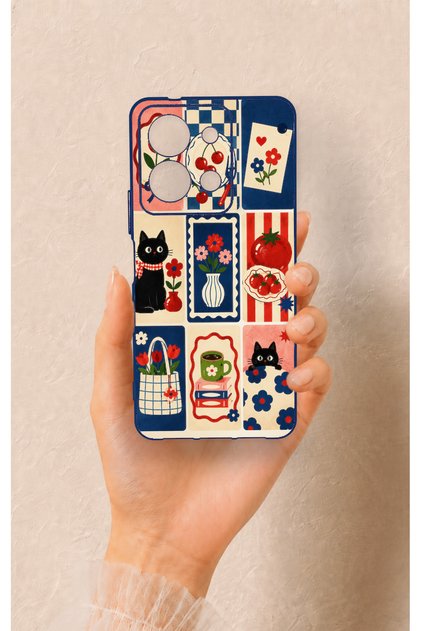 Vivo Y36 Compatible Cute Cat and Flower Pattern Silicone Case
