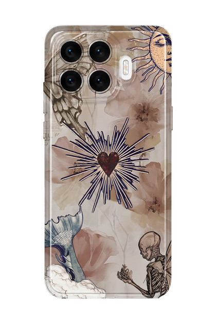 Xiaomi 17t Compatible Heart and Butterfly Collage Pattern Transparent Phone Case