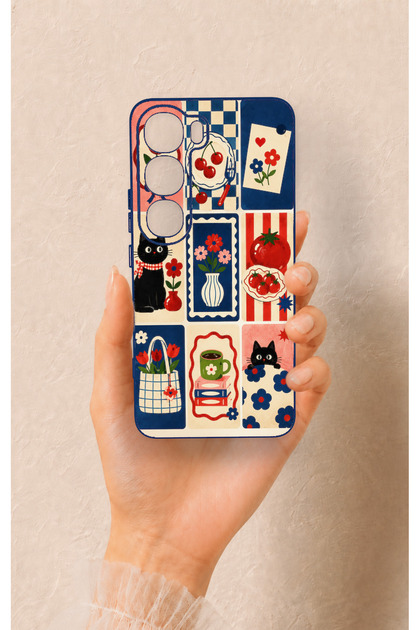 Vivo V40 Lite 5g Compatible Cute Cat and Flower Pattern Silicone Case