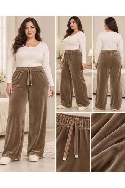 Fransız Kadife Battal Beden Pijama Altı 8021