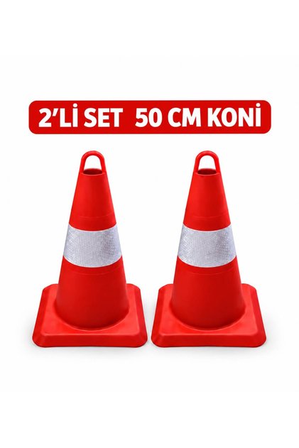 Trafik Konisi 2 ADET Reflektifli Pvc (silikonlu) Kırılmaz Plastik Duba Uyarı Dikmesi Dükkan Önü Otopark Bariyeri Otopark Duba 50 Cm