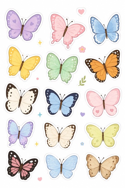 Butterfly World – Set of 33 Colorful Butterfly Stickers
