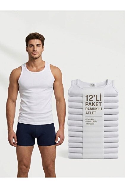 12-Pack Men's Lycra Cotton Undershirts with Straps