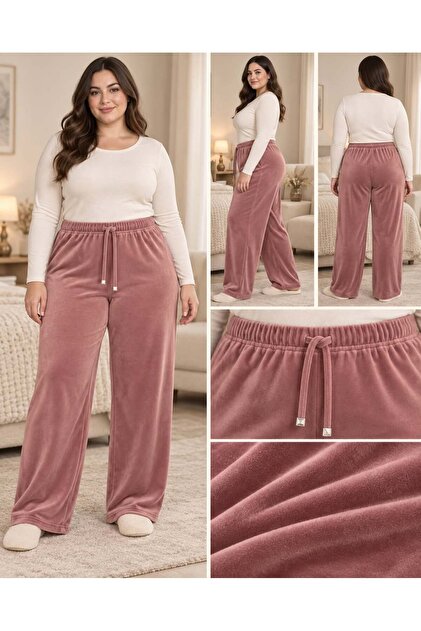 Fransız Kadife Battal Beden Pijama Altı 8021