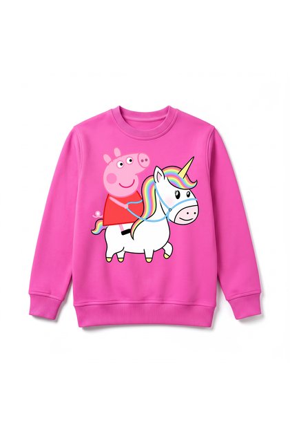 Peppa Pig Baskılı Çocuk Premium Kışlık Sweatshirt Yumuşak Şardonlu İç Yüzey