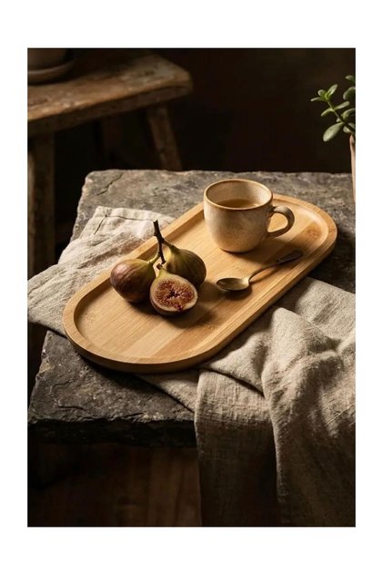 Oval Bamboo Serving Tray - Breakfast Tray - Wooden Presentation Tray - Decorative Serving Board