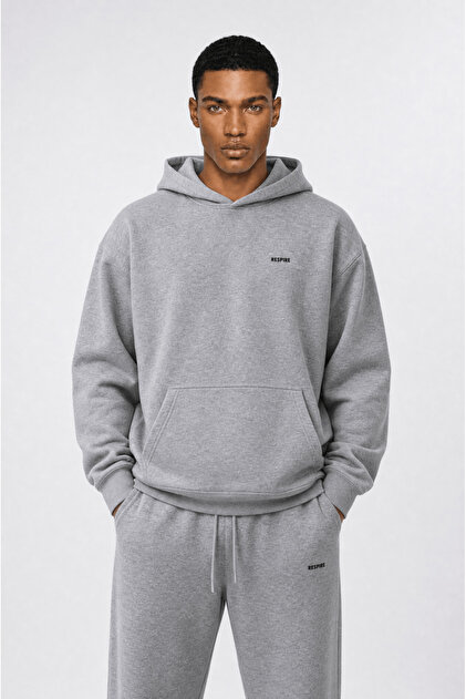Men's Basic Oversize Hoodie Gray Melange