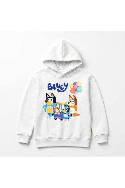 Bluey Baskılı Çocuk Premium Kışlık Hoodie Yumuşak Şardonlu İç Yüzey