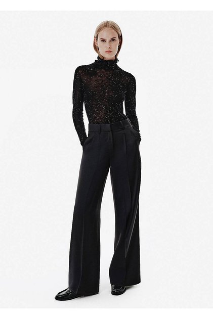 High Waist Wide Leg Black Trousers