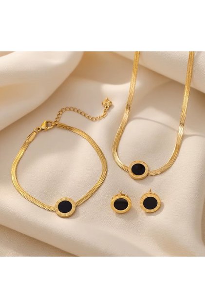 Set bijuterii „BLACK GOLD” INOX (oțel inoxidabil)