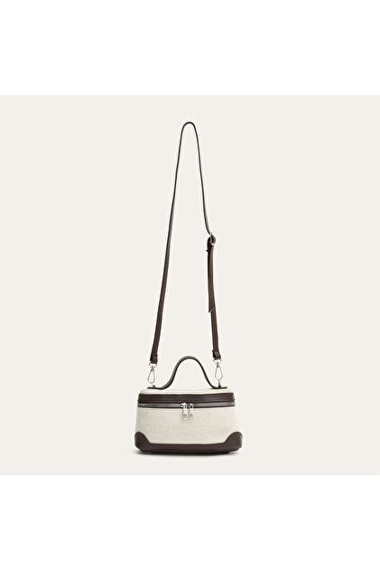 Women's Brown Canvas Textured Shoulder Bag