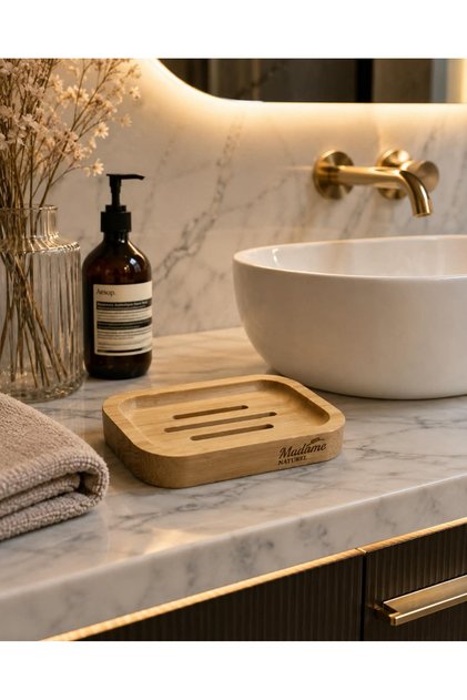 Bamboo Soap Dish (Water Resistant + Bamboo + Soap Base)