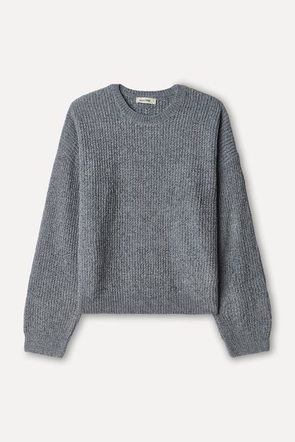 Women's Gray Loose Fit Crew Neck Sweatshirt
