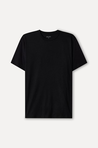 Women's Black Modal Blend Crew Neck T-Shirt