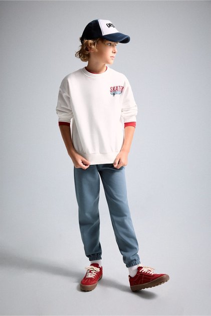 100% Cotton Sweatpants with Pockets and Front Stitching Detail for Boys I3054A826Wn