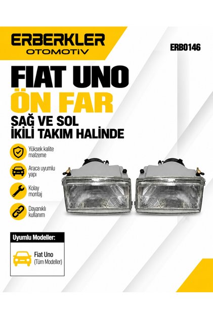 Fiat Uno Ön Sağ Ve Sol Far Ikili Takım Halinde Uno Far
