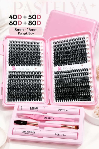 TEMU Kirpik&Demet Takma Kirpik & Takma Kirpik Koruma Kiti - 40D+50D+60D+80D / 8-16 MM DEMET KİRPİK