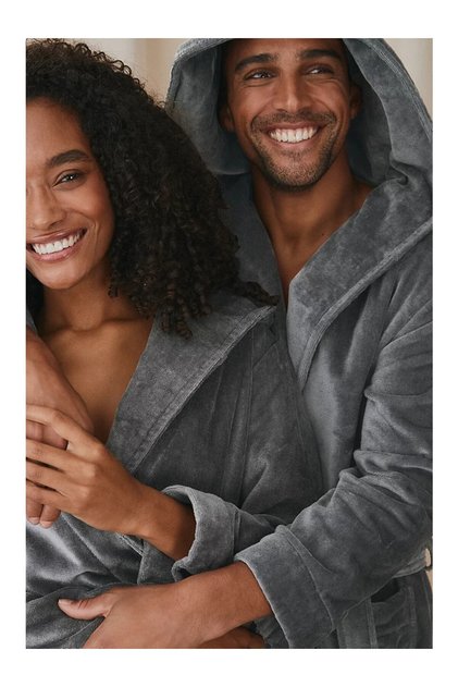 Organic Cotton Velvet Unisex Hooded Bathrobe