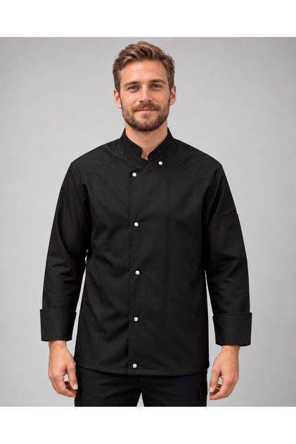 Long Sleeve Chef Jacket Apron Chef, Waiter Black