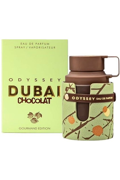 Odyssey Dubai Chocolate - Eau de Parfum ( EDP ) - Оlfакторна категория: Гурме (ориенталско-ванилова) - Връхни нотки: Кафе, Шамфъстък, Лешник, Пралине, Кнафех - Сърдечни нотки: Шоколад, Ванилия, Кардамон