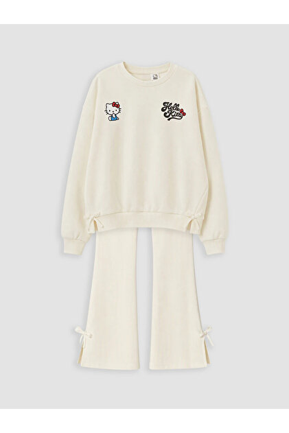 Ecru Hello Kitty Licensed Girls' Tracksuit Set