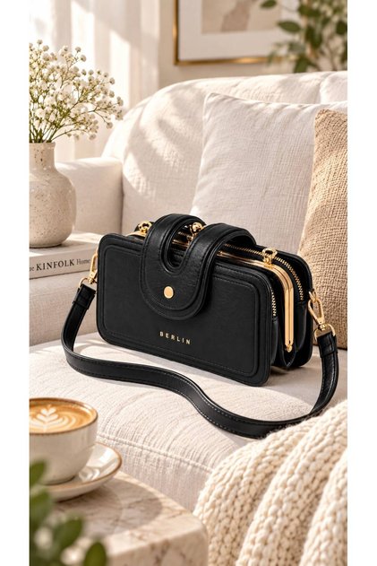 Cavelle Gold Detaylı Vintage Burslu Kadın Omuz Çantası