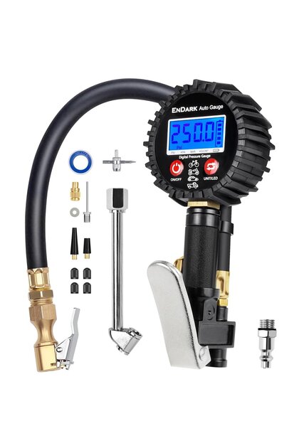 Manometru digital cu furtun ENDARK, umflare/dezumflare anvelope, 0-250 PSI, PSI/KPA/BAR/KG/CM2