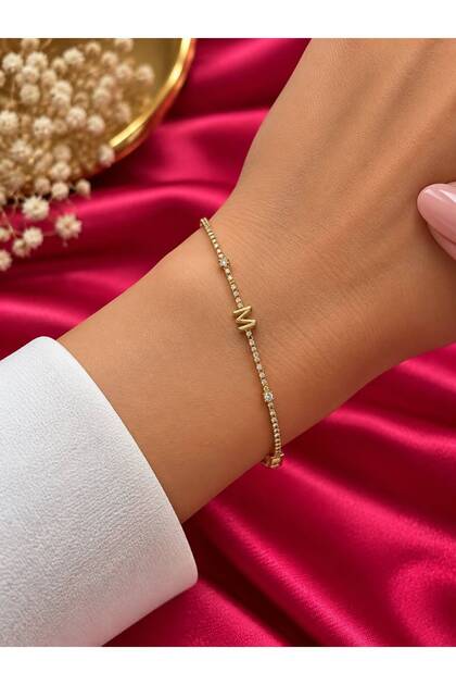 Letter Design Stone Elegant Bracelet 316L Stainless Steel - Anti-Allergic