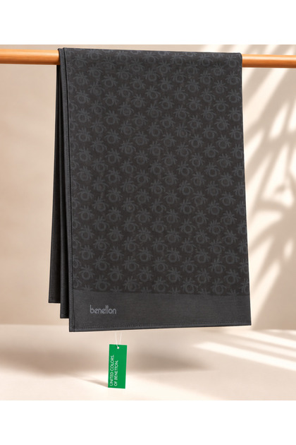 Elegante Shawl 1023 83 Black Monogram Pattern